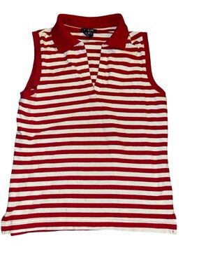GAP Red and White Striped Sleeveless Polo Tank